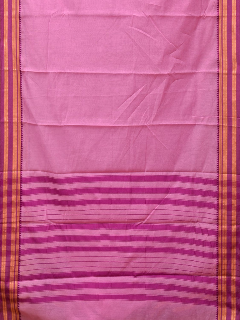 Baby Pink and Pink Bamboo Cotton Plain Saree with Strips Pallu Design No Blouse bc0247