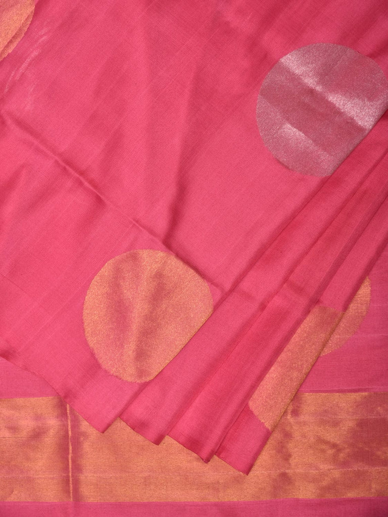 Baby Pink Uppada Silk Handloom Saree with Big Round Body Buta Design u2200
