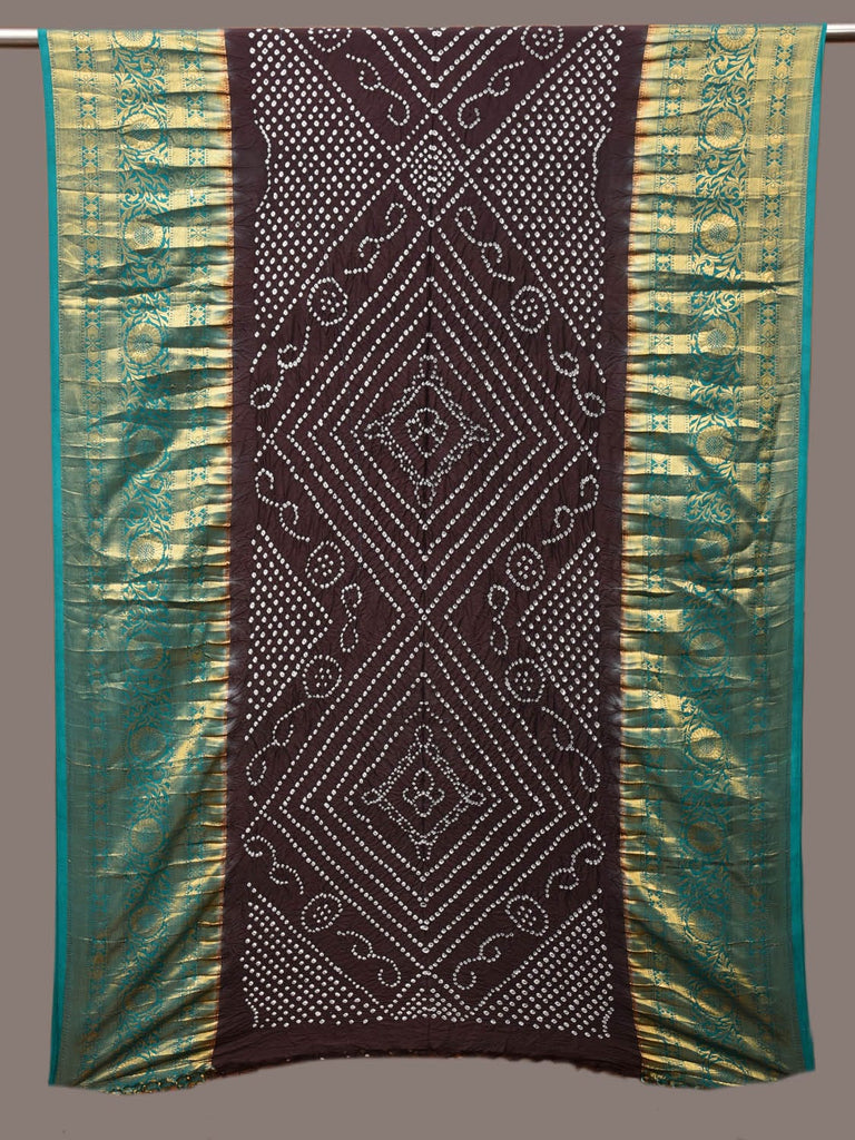 Black Bandhani Kanchipuram Silk Handloom Dupatta with Border Design ds3218