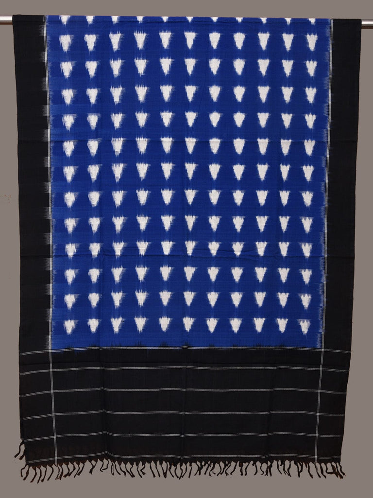Blue and Black Pochampally Ikat Cotton Handloom Dupatta with Triangle Design ds3295
