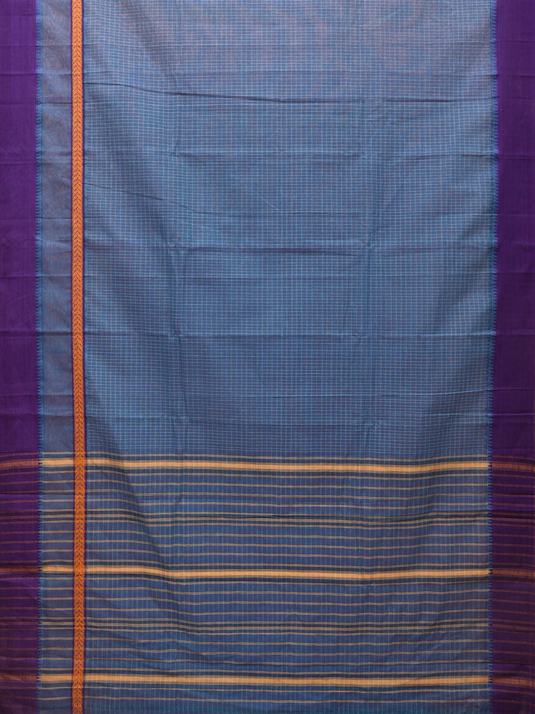 Blue Narayanpet Cotton Handloom Saree with Check Design No Blouse np0717