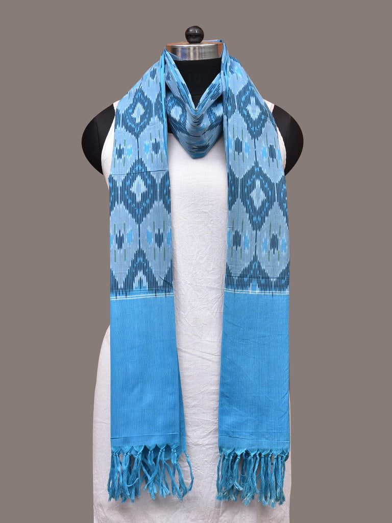 Blue Pochamaplly Ikat Cotton Handloom Dupatta with Grill Design ds3362