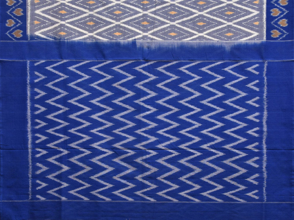 Blue Pochampally Ikat Cotton Handloom Saree with Grill Design No Blouse i0835