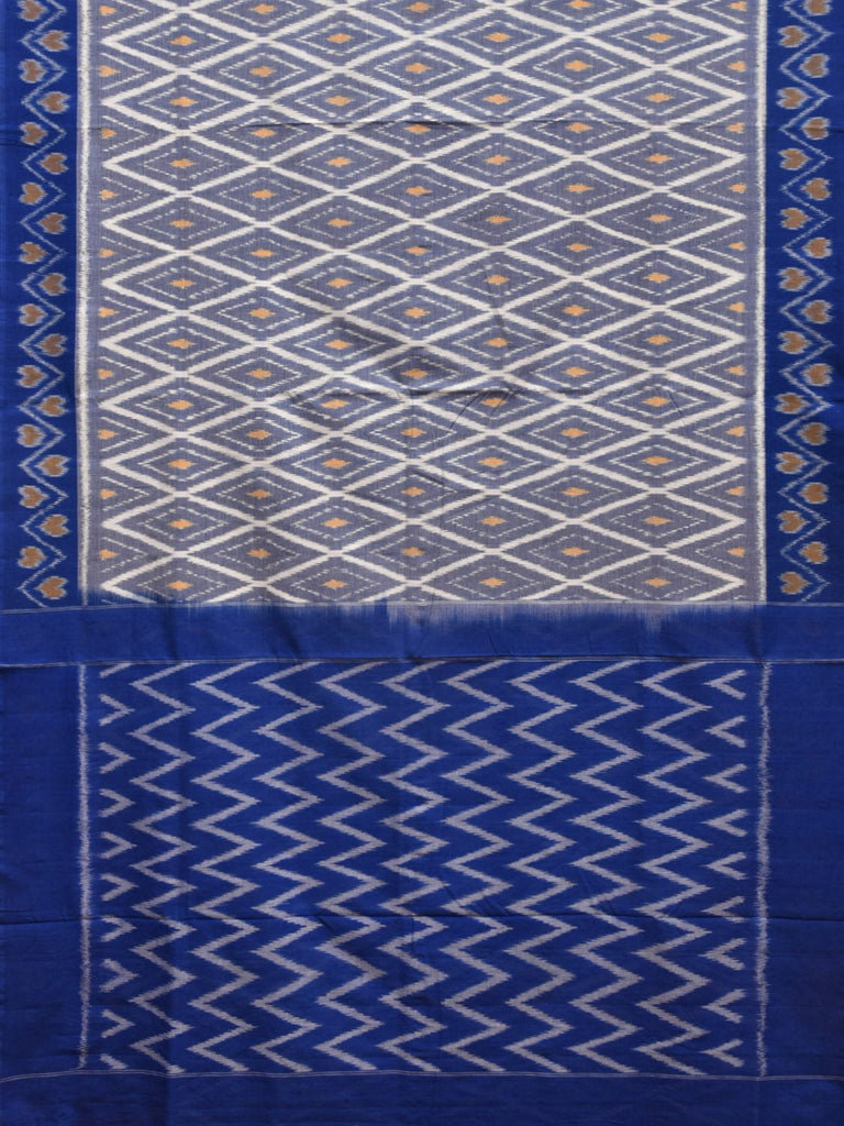 Blue Pochampally Ikat Cotton Handloom Saree with Grill Design No Blouse i0835