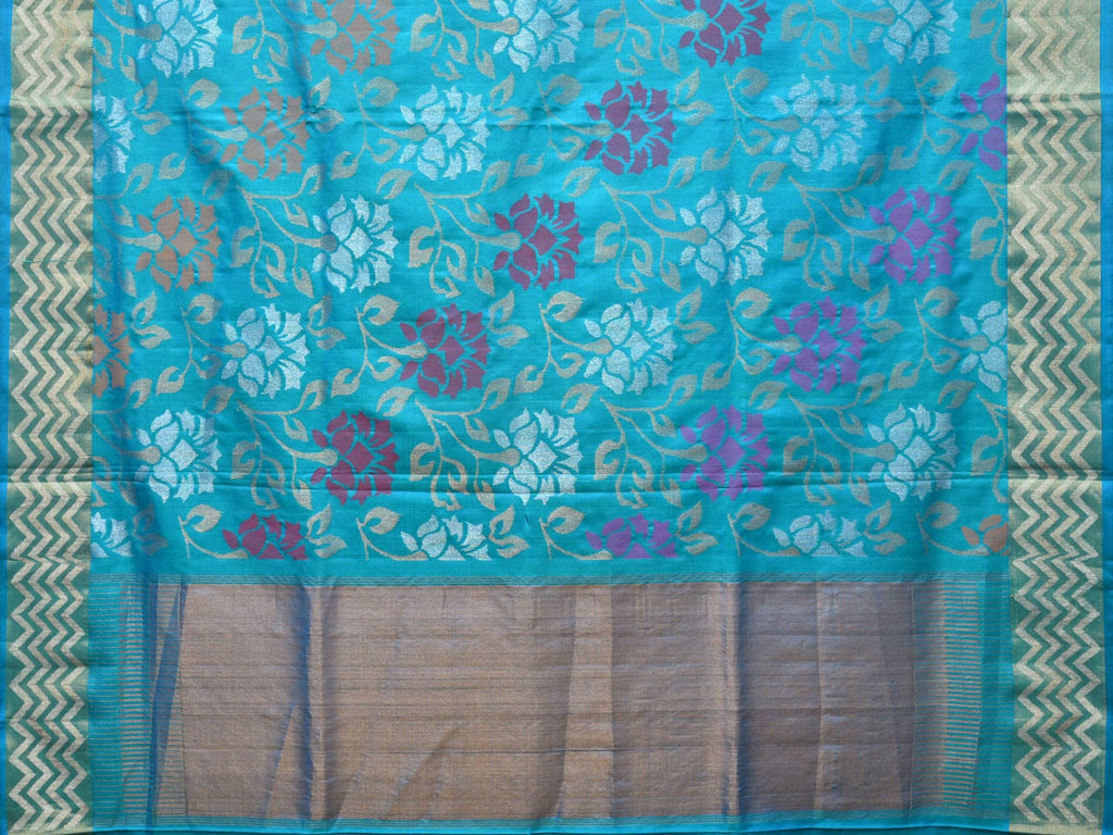 Blue Uppada Silk Handloom Saree with All Over Floral Design u2201