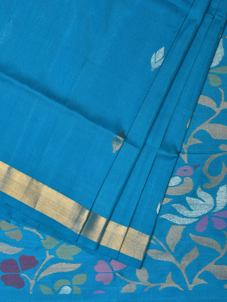 Blue Uppada Silk Handloom Saree with Floral Pallu Design u2179