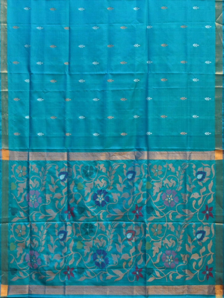 Blue Uppada Silk Handloom Saree with Floral Pallu Design u2216