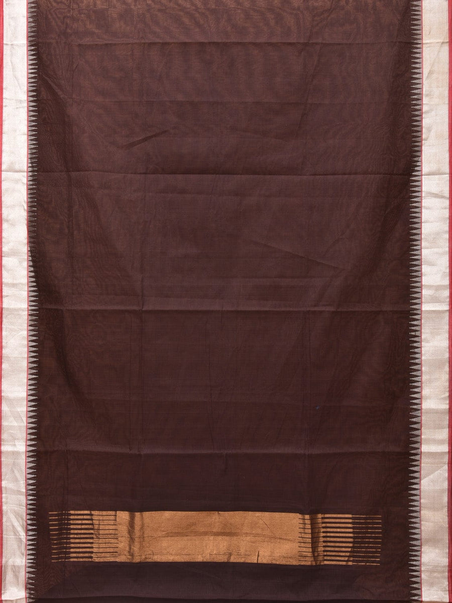Silver with Maroon Border Plain Khadi Tissue Saree main image 0