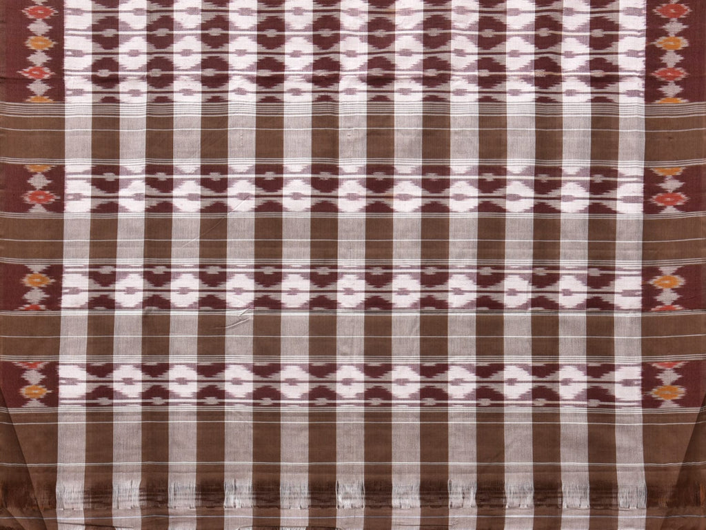 Brown Pochampally Ikat Cotton Handloom Saree with Strips Design No Blouse i0821