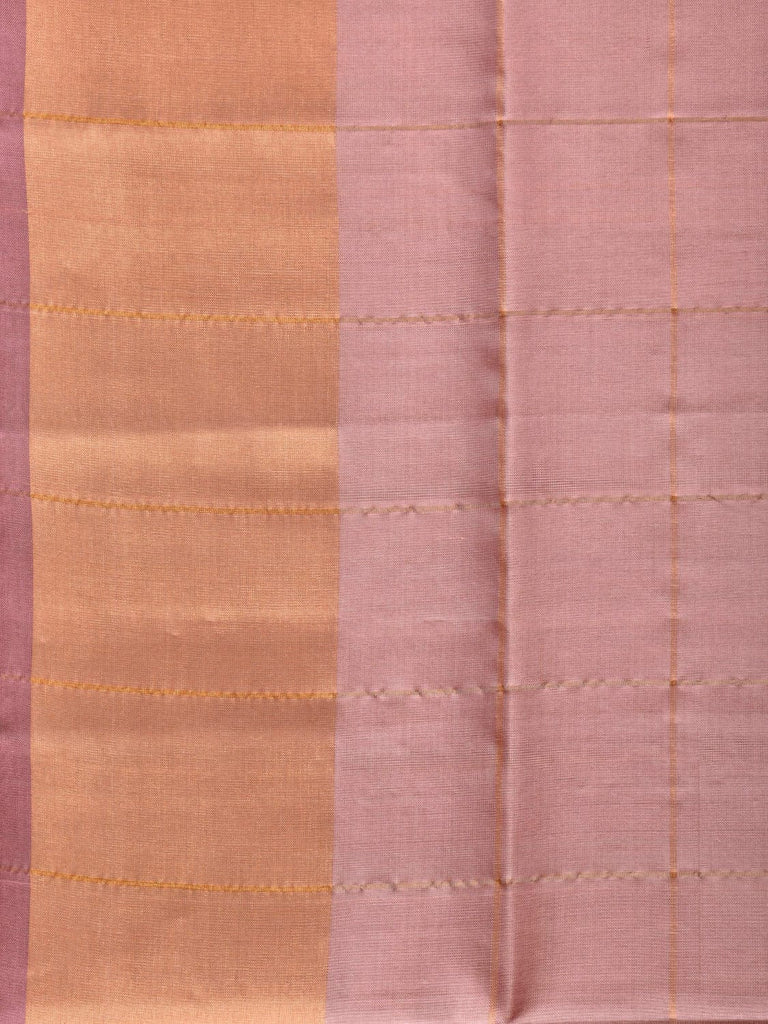 Cream and Pink Uppada Silk Handloom Saree with Checks and Contrast Pallu Design u2143