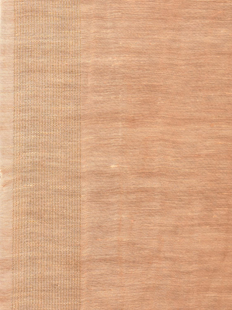 Cream Linen Plain Saree with Strips Pallu Design o0432