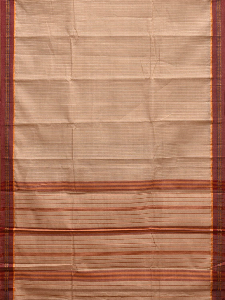Cream Narayanpet Cotton Handloom Saree with Checks Design No Blouse np0857