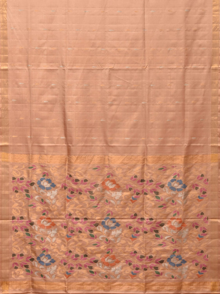 Cream Uppada Silk Handloom Saree with Floral Pallu Design u2187