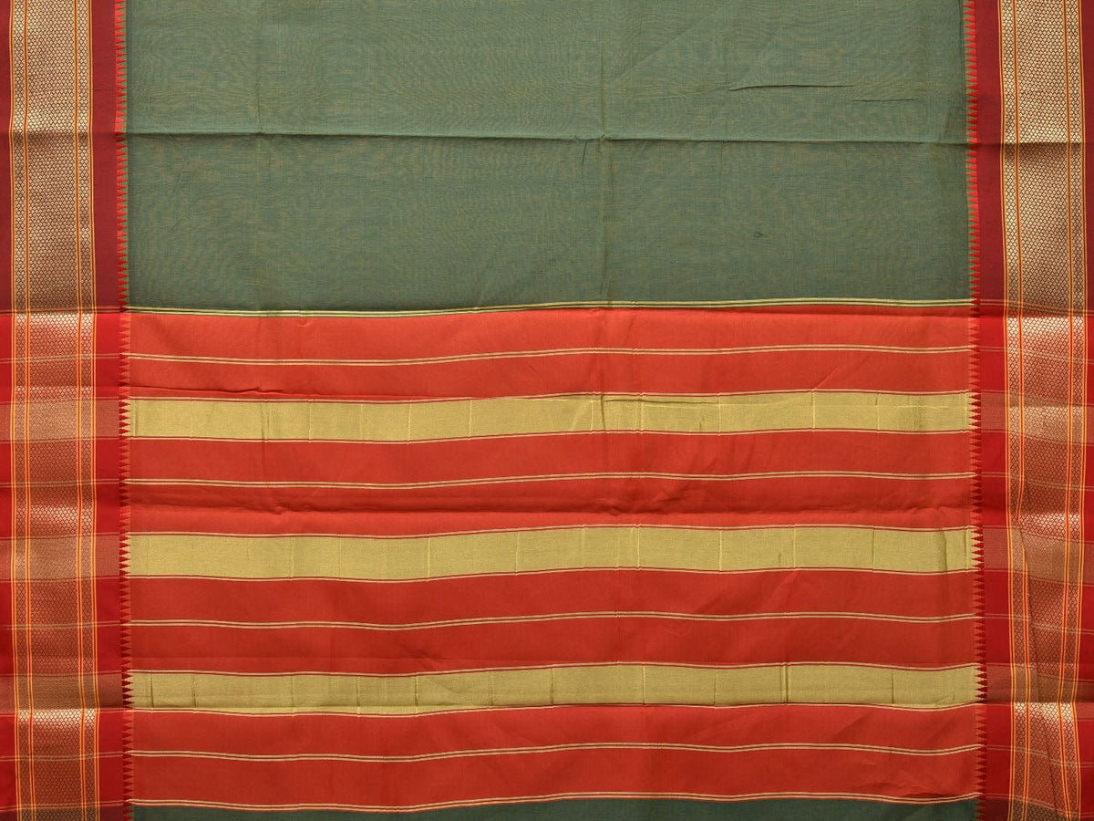 Green - Cotton Plain Saree with Thread Border 34