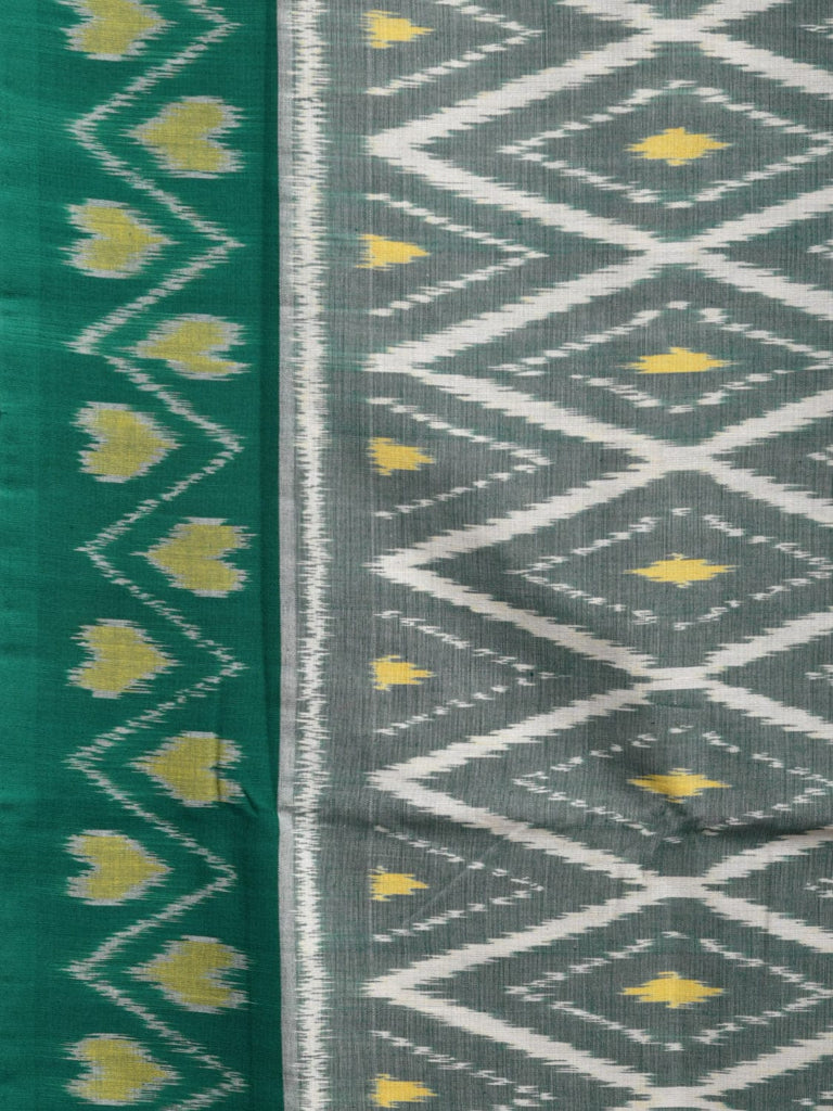 Green Pochampally Ikat Cotton Handloom Saree with Grill Design No Blouse i0839