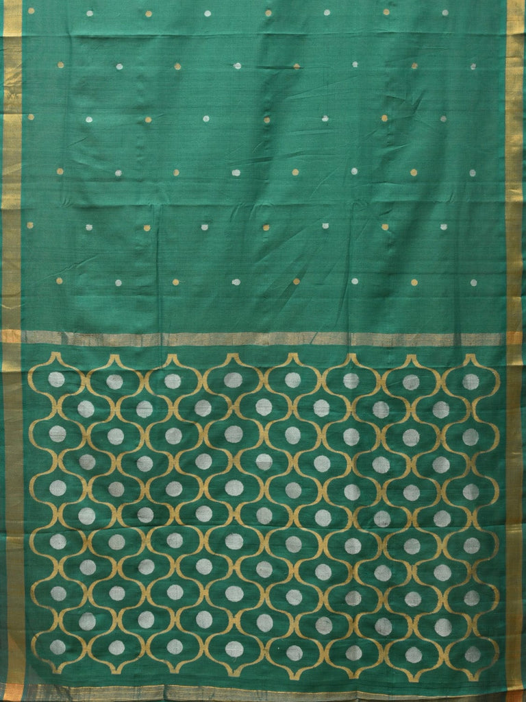 Green Uppada Cotton Handloom Saree with Grill Pallu Design u2166