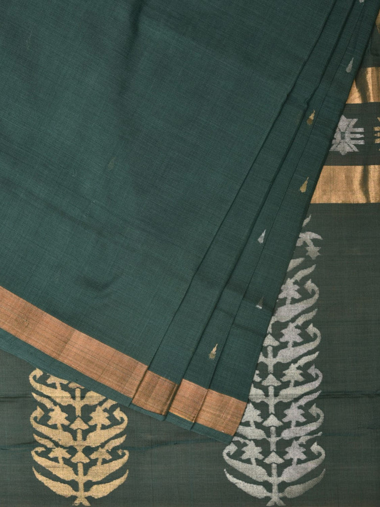 Green Uppada Cotton Handloom Saree with Karpur Pallu Design u2107