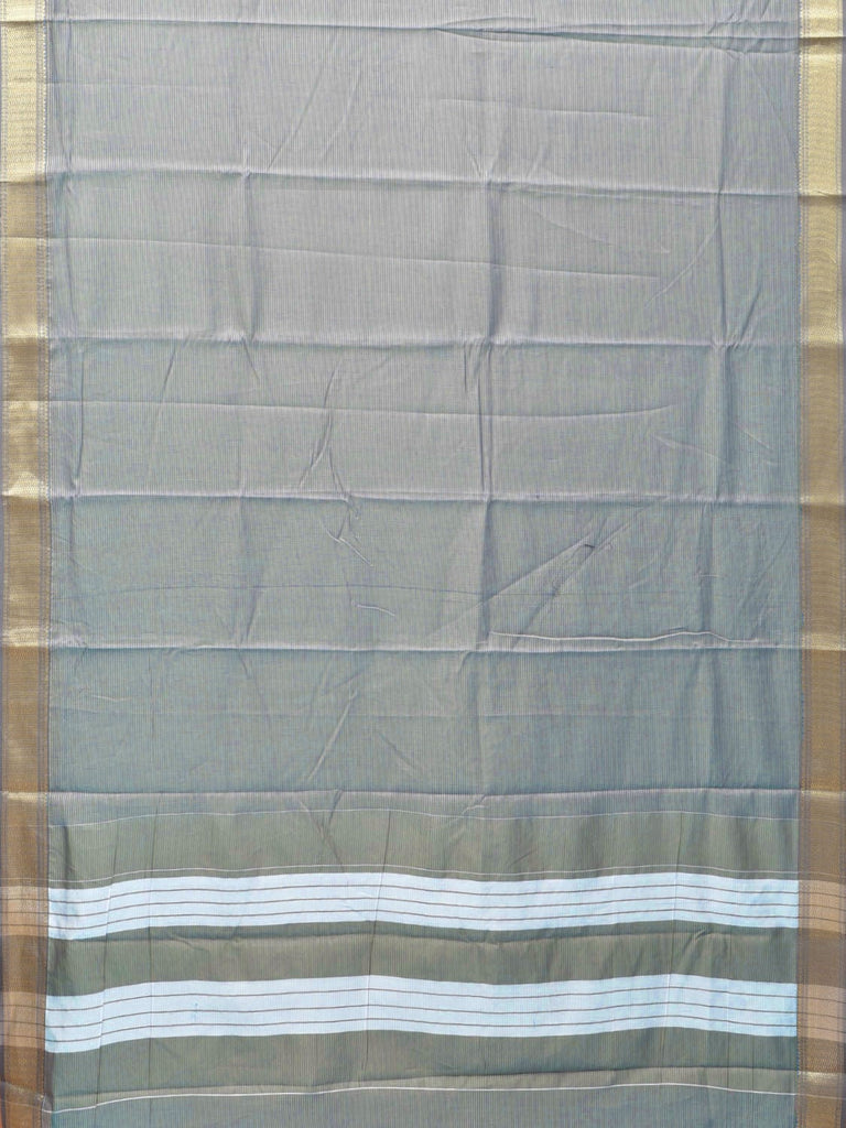 Grey Bamboo Cotton Saree with Strips Design bc0123