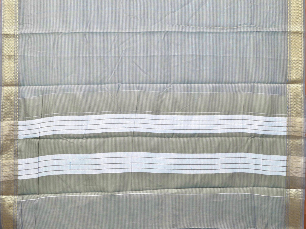 Grey Bamboo Cotton Saree with Strips Design bc0123