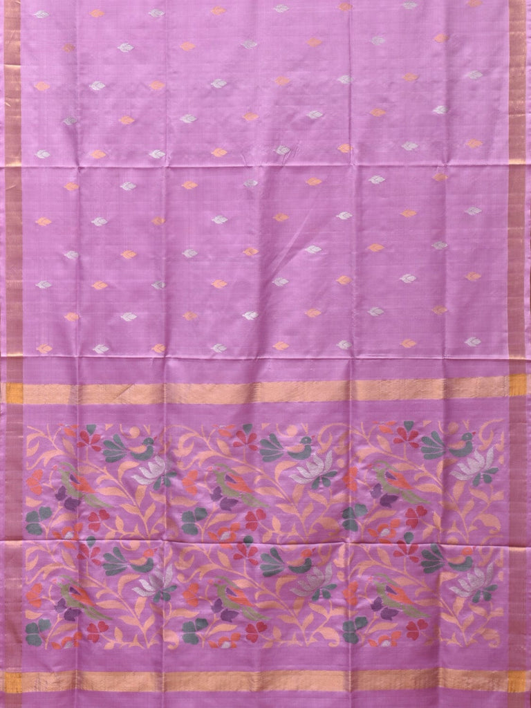 Lavender Uppada Silk Handloom Saree with Birds and Floral Pallu Design u2190