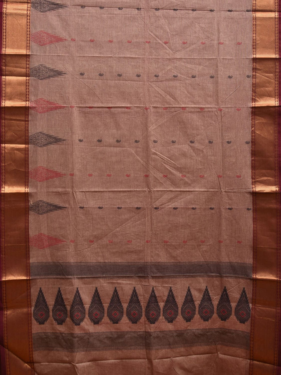 Handloom Kanchipuram Silk Cotton Saree : Maroon