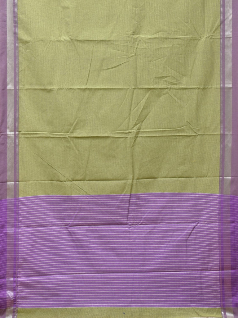 Light Green and Lavender Bamboo Cotton Saree with Strips Design No Blouse bc0232