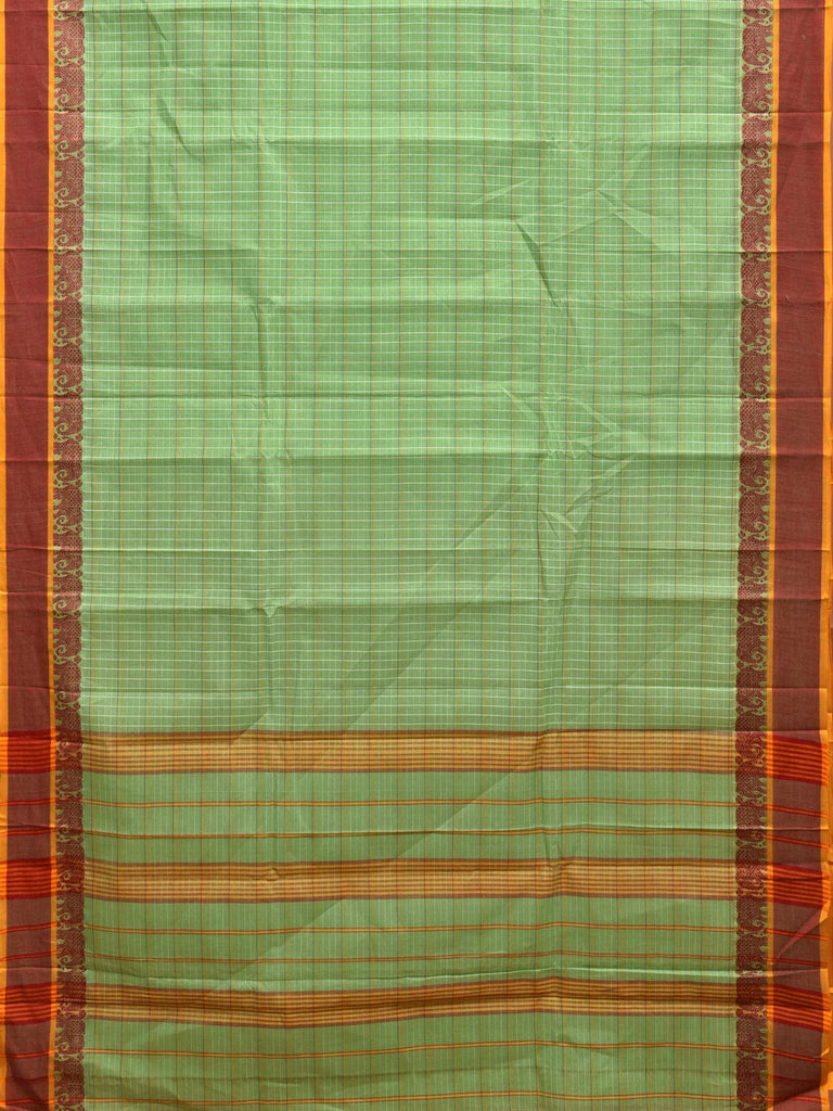 Light Green Narayanpet Cotton Handloom Saree with Elephant Border Design No Blouse np0840