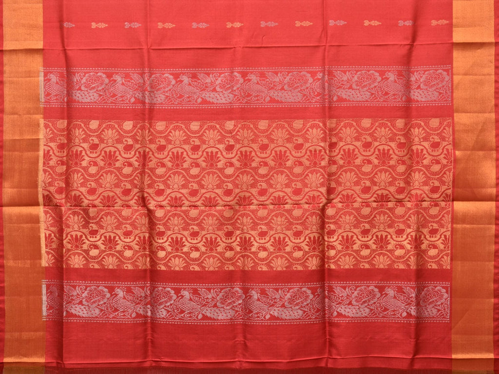 Light Pink and Red Uppada Silk Handloom Saree with Buta and Pallu Design u2083