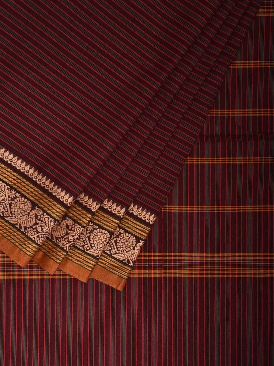 Maroon - Thread Buti Cotton Kanchipuram Saree with Border 45