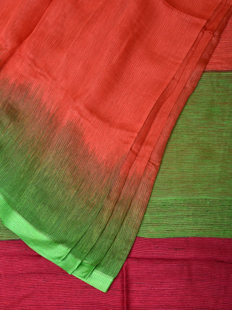 Multicolor Tussar Silk Handloom Saree with Contrast Border and Pallu Design o0427