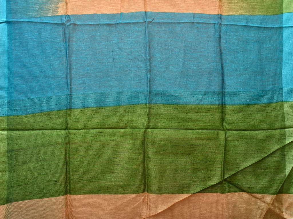 Multicolor Tussar Silk Handloom Saree with Contrast Border and Pallu Design o0428