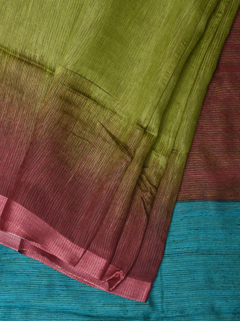 Multicolor Tussar Silk Handloom Saree with Contrast Border and Pallu Design o0430