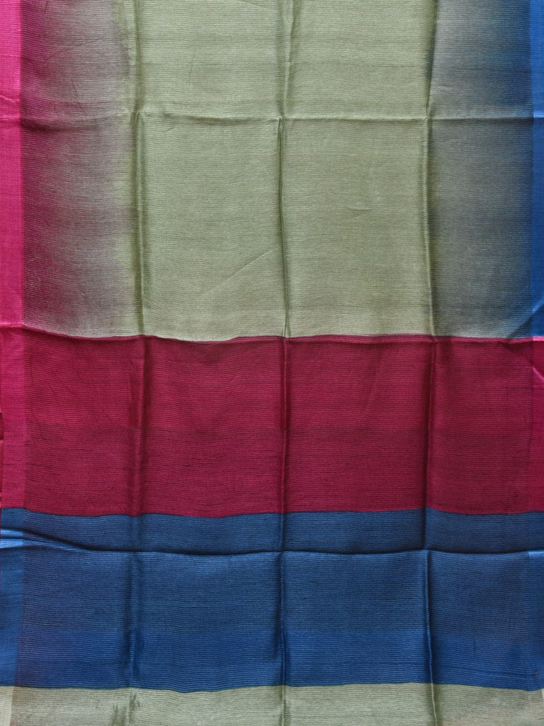 Multicolor Tussar Silk Handloom Saree with Contrast Border and Pallu Design o0437