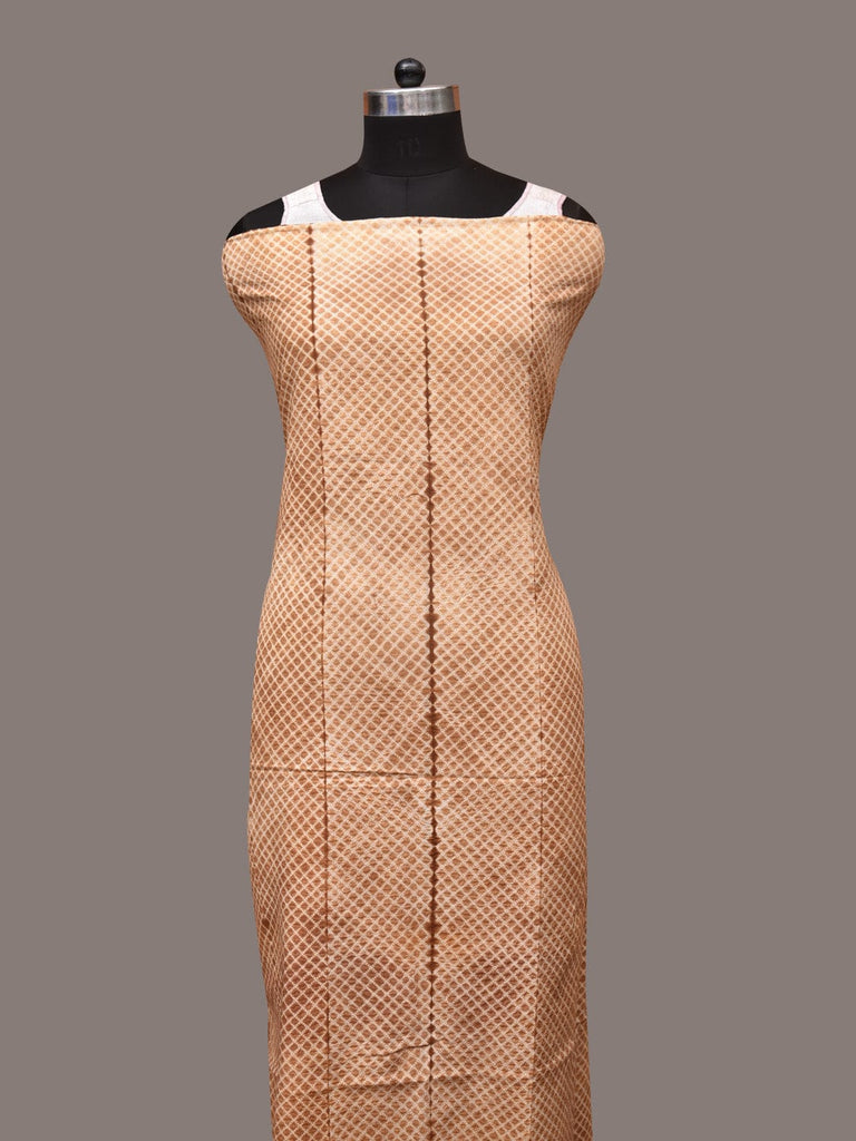Mustard Shibori Cotton Handloom Fabric with Checks Design f0247