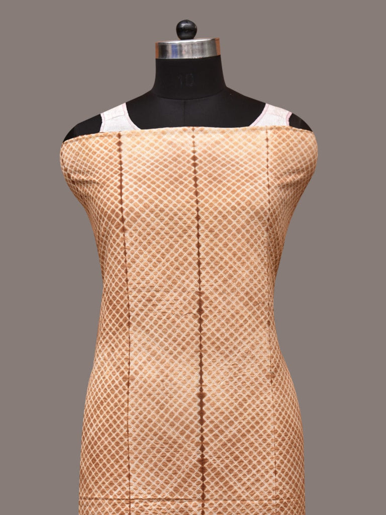 Mustard Shibori Cotton Handloom Fabric with Checks Design f0247