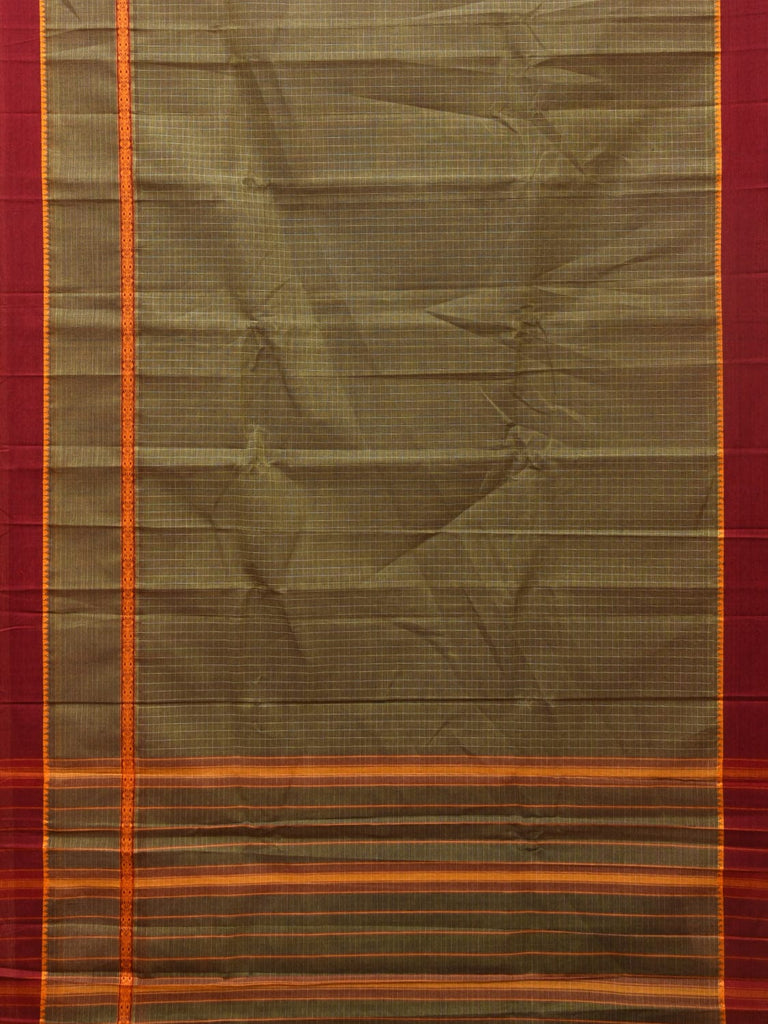 Olive Narayanpet Cotton Handloom Saree with One Side Big Border Design No Blouse np0789