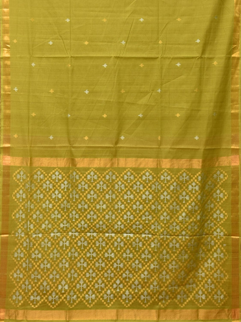 Olive Uppada Cotton Handloom Saree with Jamdani Pallu Design u2184