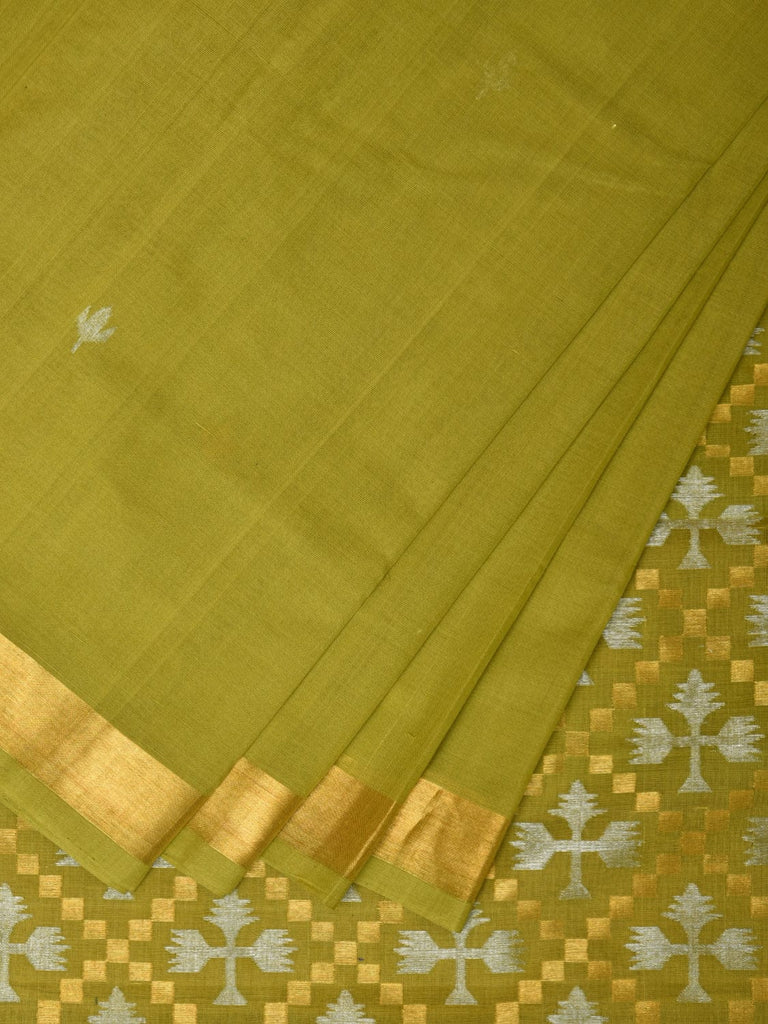Olive Uppada Cotton Handloom Saree with Jamdani Pallu Design u2184