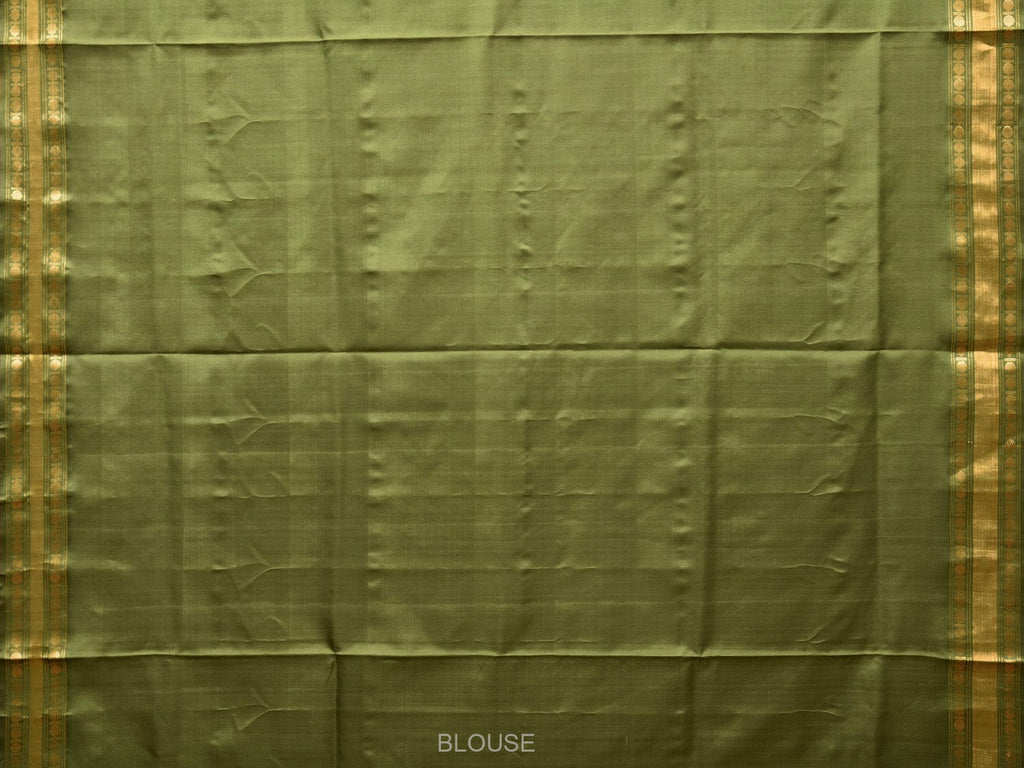 Olive Uppada Silk Handloom Saree with Karpur Pallu Design u2174