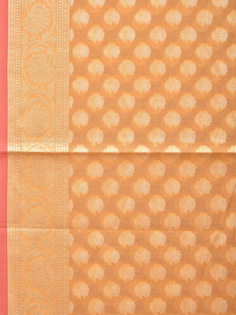 Orange Cut Work Cotton Silk Saree with All Over Banaras Design o0394