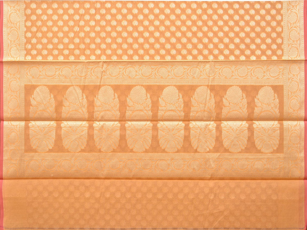 Orange Cut Work Cotton Silk Saree with All Over Banaras Design o0394