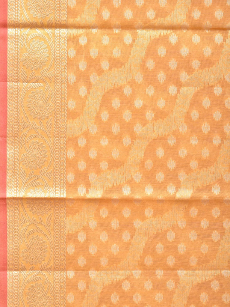 Orange Cut Work Cotton Silk Saree with All Over Diagonal Banaras Design o0408