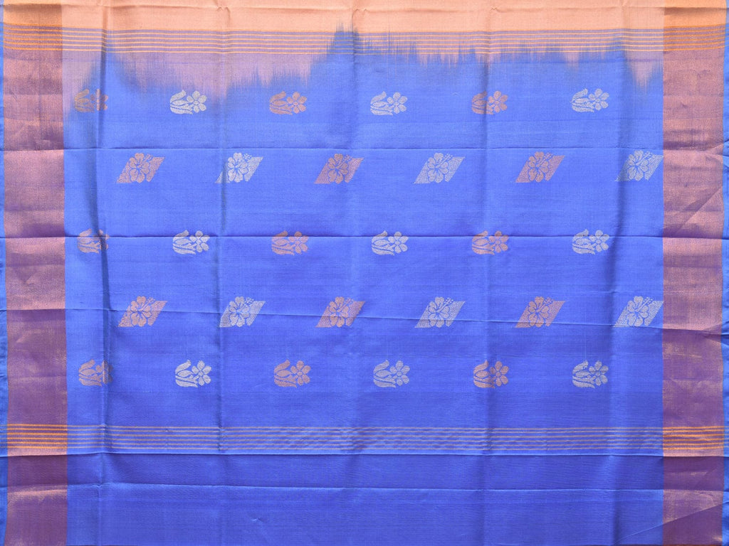 Peach and Light Blue Uppada Silk Handloom Saree with Body Buta Design u2096