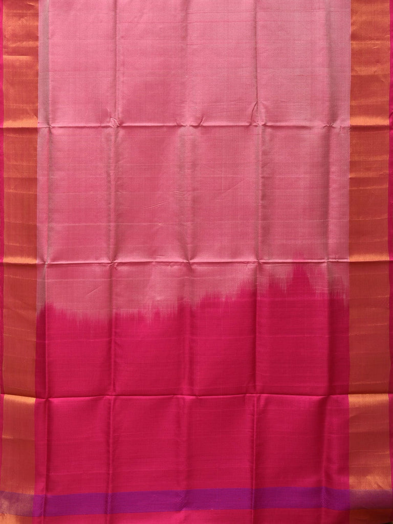 Peach and Pink Uppada Silk Handloom Plain Saree with Contrast Pallu Design u2209