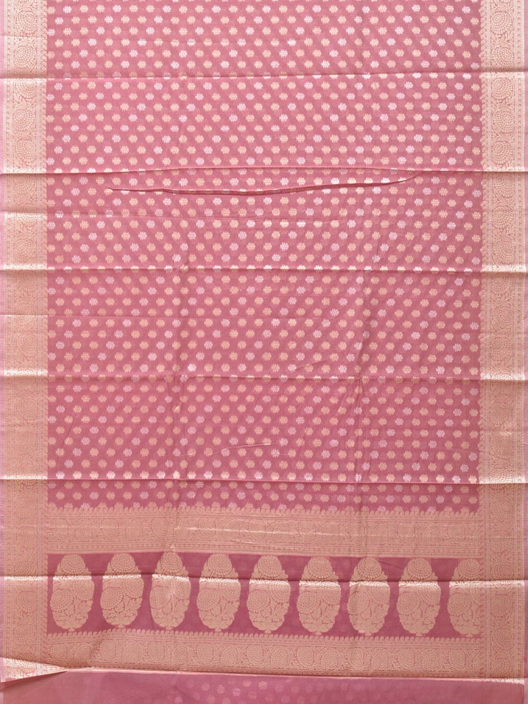 Peach Cut Work Cotton Silk Saree with All Over Banaras Design o0391