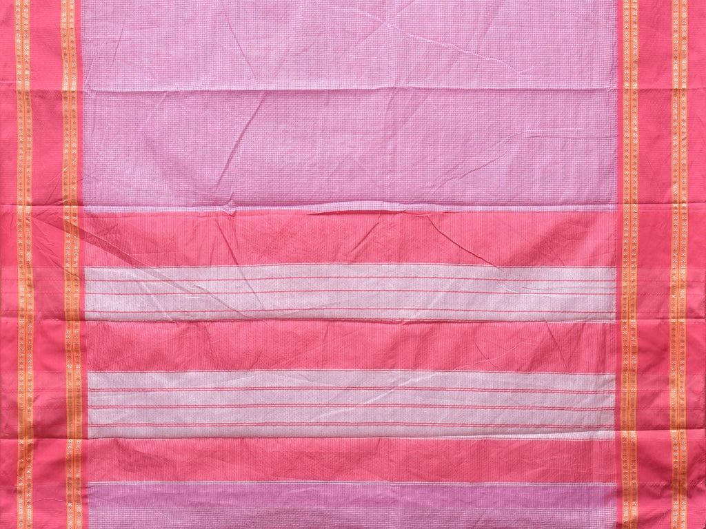 Pink Bamboo Cotton Saree with Small Checks Design No Blouse bc0231
