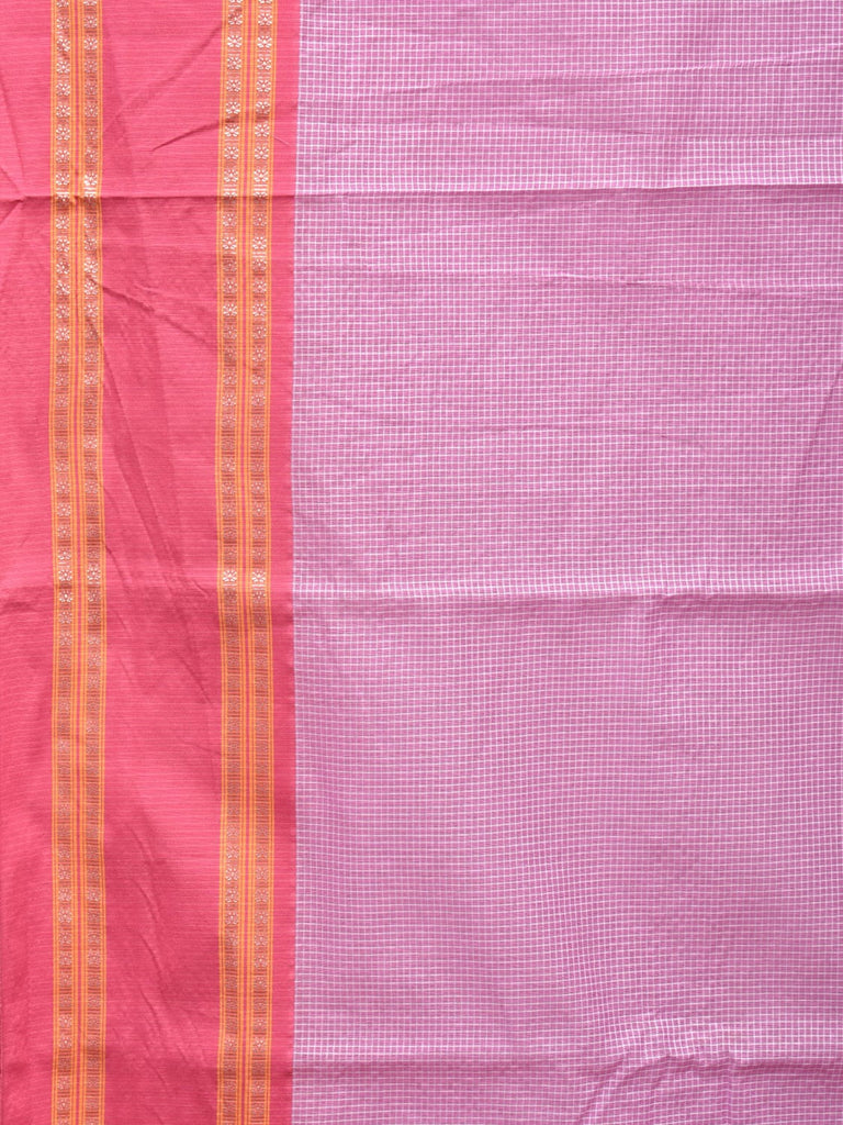 Pink Bamboo Cotton Saree with Small Checks Design No Blouse bc0231