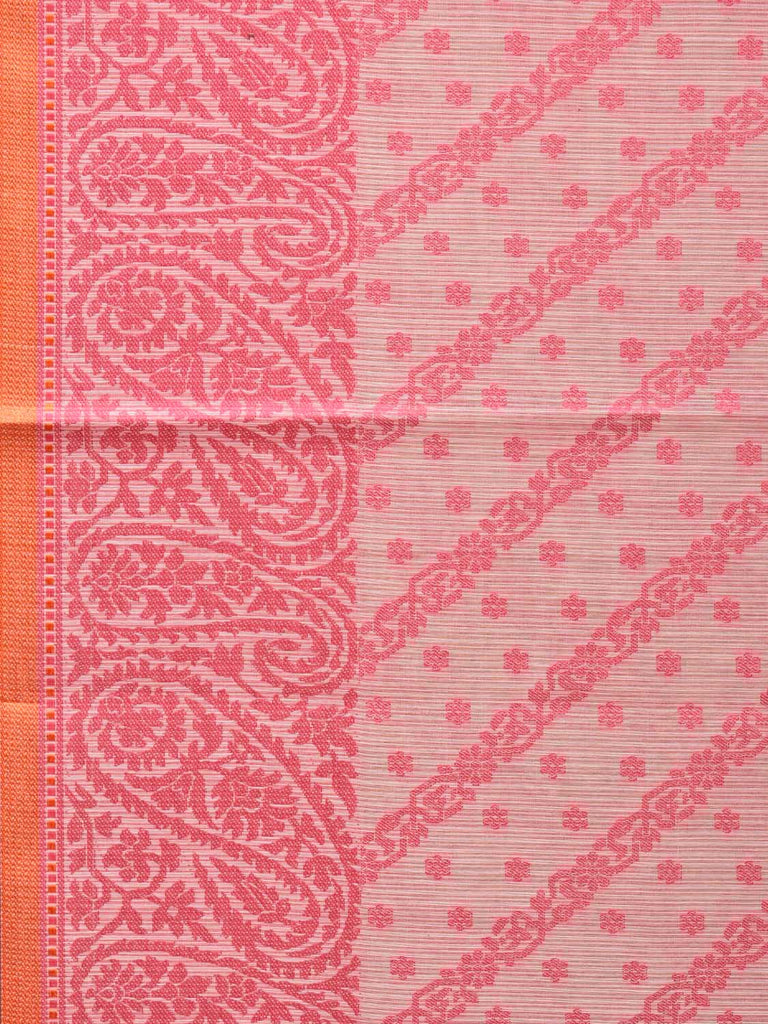 Pink Cut Work Sico Cotton Saree with Diagonal and Mango Border Design o0421