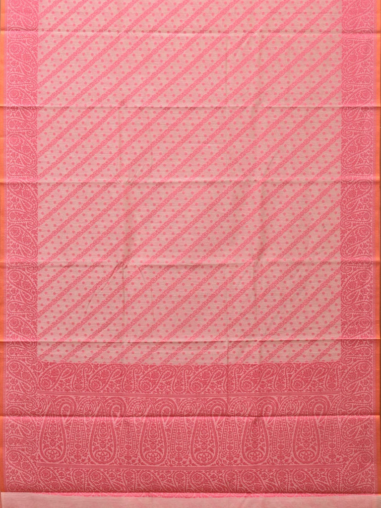 Pink Cut Work Sico Cotton Saree with Diagonal and Mango Border Design o0421