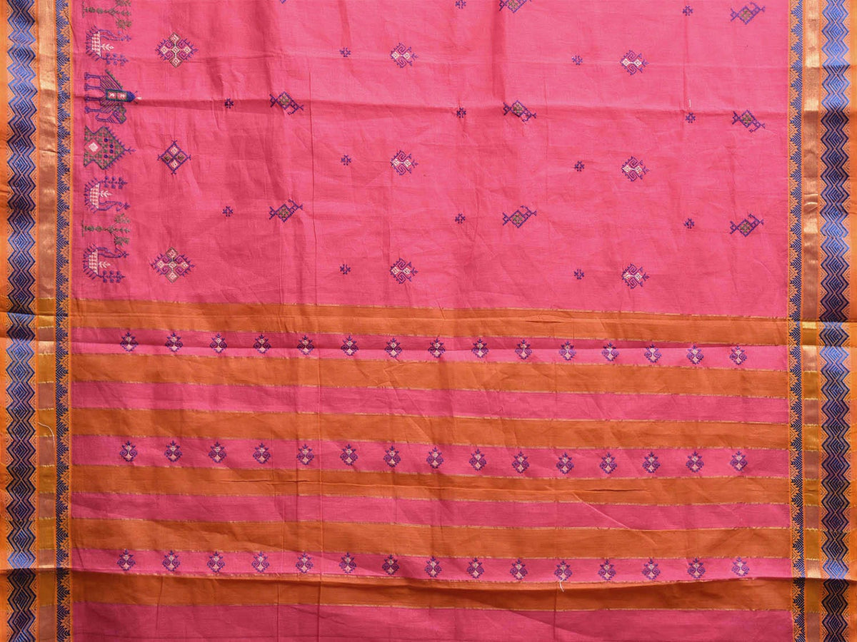 Pink - Kanchipuram Patchwork Cotton Unstitched Kurta Material (2.4m) 16